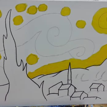 Painting Lounge - The Start of Starry Night - Art Schools Near Me - New York, New York