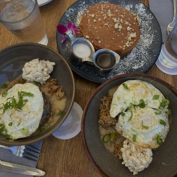Aloha Mixed Plate - Fried Rice Moco & Soufflé Pancakes - Hawaiian Near Me - Lahaina, Hawaii