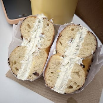Hella Bagels - Scallion bagel with horseradish dill cream cheese - Bagels Near Me - Albany, California Hella Bagels - Scallion bagel with horseradish dill cream cheese - Bagels Near Me - Albany, California