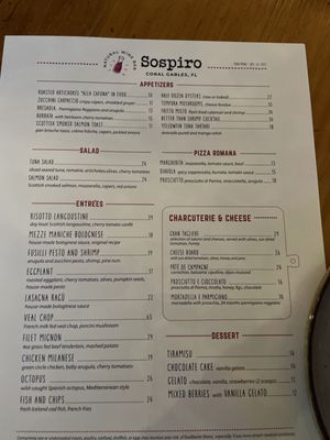 Menu photo 7 Sospiro Coral Gables, FL