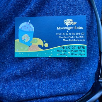 Moonlight Boba - Business card - Bubble Tea Near Me - Pinellas Park, Florida Moonlight Boba - Business card - Bubble Tea Near Me - Pinellas Park, Florida