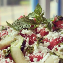 Yasou Santorini - Watermelon salad with fresh mint , cucumbers and honey dressing!!!