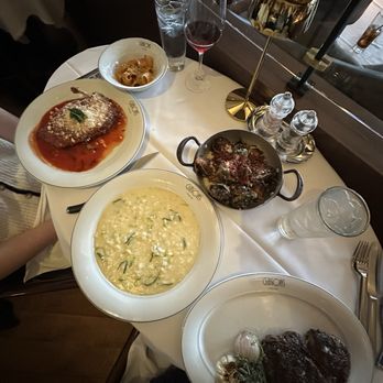 Gibsons Italia - 7-YEAR AGED ACQUERELLO RISOTTO (no scallops), CHICKEN PARMAGIANA w/ SPICY RIGATONI side, RIBEYE (14oz), & CRISPY BRUSSELS SPROUTS - Steakhouses Near Me - Chicago, Illinois Gibsons Italia - 7-YEAR AGED ACQUERELLO RISOTTO (no scallops), CHICKEN PARMAGIANA w/ SPICY RIGATONI side, RIBEYE (14oz), & CRISPY BRUSSELS SPROUTS - Steakhouses Near Me - Chicago, Illinois