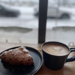 Cafe Blue - Almond croissant and latte