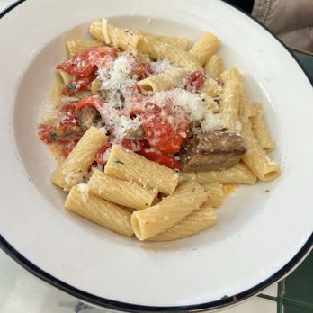 Karla's Restaurant - Rigatoni with eggplant and crushed tomatoes seasoned nicely. Pasta cooked perfectly. Great dish! - New American Near Me - New Hope, Pennsylvania Karla's Restaurant - Rigatoni with eggplant and crushed tomatoes seasoned nicely. Pasta cooked perfectly. Great dish! - New American Near Me - New Hope, Pennsylvania