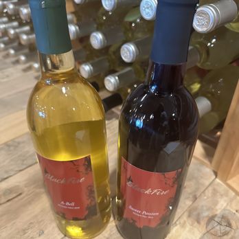 Black Fire Winery - two bottles of red and white wine - Wine Tasting Room Near Me - Tecumseh, Michigan Black Fire Winery - two bottles of red and white wine - Wine Tasting Room Near Me - Tecumseh, Michigan