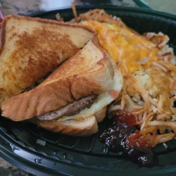 Waffle House - Sausage egg melt with hashbrowns
