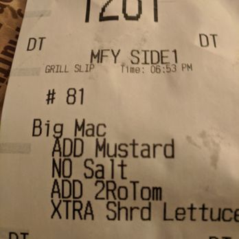 McDonald's - the receipt for the restaurant - Fast Food Near Me - Penfield, New York McDonald's - the receipt for the restaurant - Fast Food Near Me - Penfield, New York