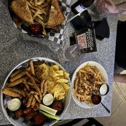 Lumpy's Sports Grill - BLT, all star sampler, bacon cheese fries.