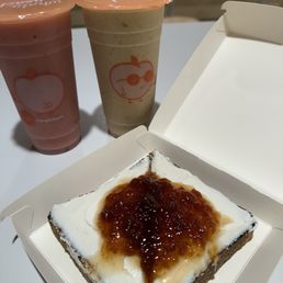 Peachy Lychee 24oz, PB + Banana 24oz, Peach Jam + Ricotta Peachy Lychee 24oz, PB + Banana 24oz, Peach Jam + Ricotta