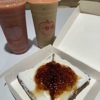 Whata Peach - Peachy Lychee 24oz, PB + Banana 24oz, Peach Jam + Ricotta - Juice Bars & Smoothies Near Me - Los Angeles, California Whata Peach - Peachy Lychee 24oz, PB + Banana 24oz, Peach Jam + Ricotta - Juice Bars & Smoothies Near Me - Los Angeles, California