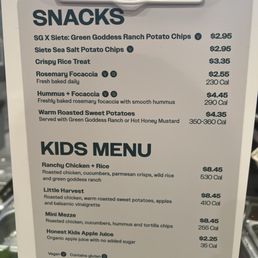 Menu as of June 2025