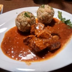 Trattoria Babsi - Beef Gulasch with bacon dumplings. Delicious!