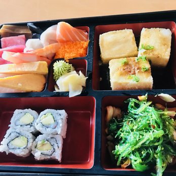 Sushi Seven - Chirashi bento box! Lunch!! $13.99 great deal. Comes with miso soup - Sushi Bars Near Me - San Antonio, Texas