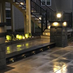 Key Stone Pavers - Paver patio and columns with lights