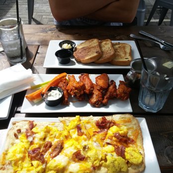 Grain Craft Bar + Kitchen - Bottom to top; breakfast Flatbread, Buffalo wings, French toast. - New American Near Me - Newark, Delaware Grain Craft Bar + Kitchen - Bottom to top; breakfast Flatbread, Buffalo wings, French toast. - New American Near Me - Newark, Delaware
