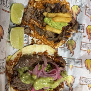 Taco Prime - Pretty Taco(top) / Ribeye Taco(bottom) - Mexican Near Me - Bartlett, Tennessee Taco Prime - Pretty Taco(top) / Ribeye Taco(bottom) - Mexican Near Me - Bartlett, Tennessee