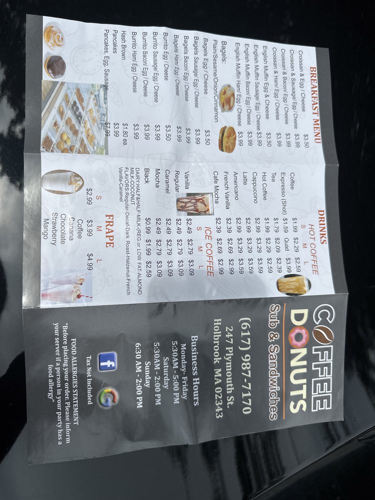 COFFEE DONUTS Updated October 2024 247 Plymouth St, Holbrook