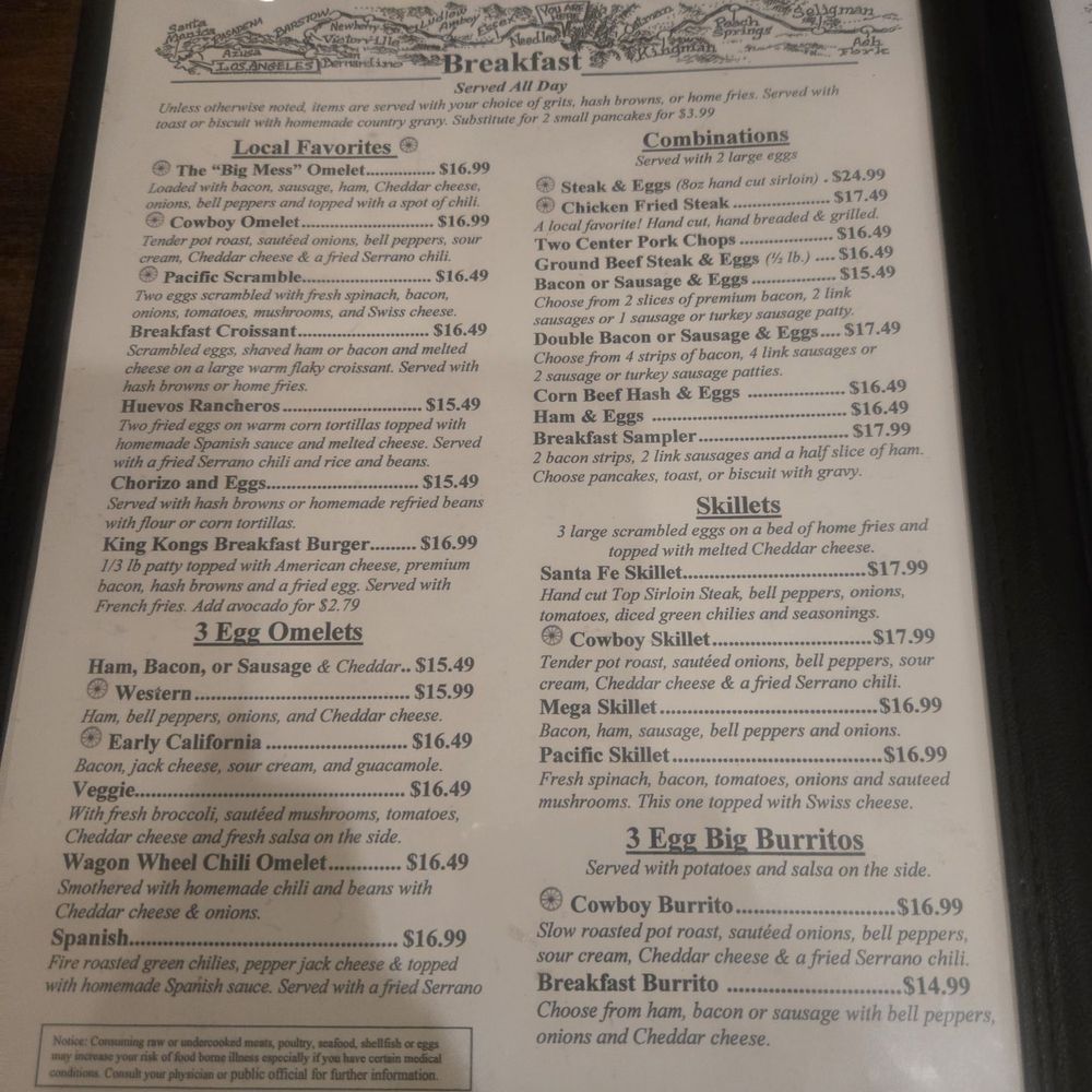 Wagon Wheel Restaurant - Menu 1/5 (May 2026) - American Near Me - Needles, California