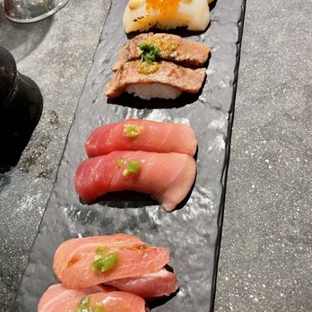 Sake Haus - Bottom up: otoro, chutoro, wagyu, and seared scallop - Bars Near Me - Phoenix, Arizona Sake Haus - Bottom up: otoro, chutoro, wagyu, and seared scallop - Bars Near Me - Phoenix, Arizona