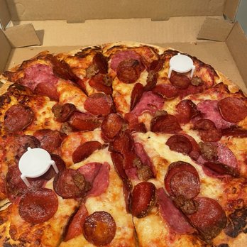 Steve’s Pizza - This is the all meat.  Two meats--give me a break! - Pizza Near Me - Elk Grove, California