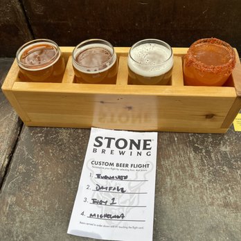 Stone Brewing Tap Room - Oceanside - Flight of various beers - Beer Bar Near Me - Oceanside, California Stone Brewing Tap Room - Oceanside - Flight of various beers - Beer Bar Near Me - Oceanside, California
