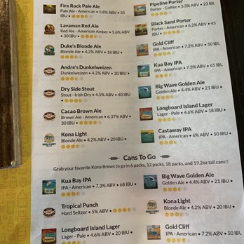 Kona Brewing - Beer menu 5/15/21 - Pubs Near Me - Honolulu, Hawaii Kona Brewing - Beer menu 5/15/21 - Pubs Near Me - Honolulu, Hawaii