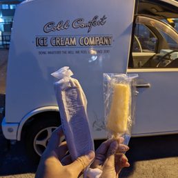 Roasted peach yogurt popsicle from Kid Sister, pumpkin pie ice cream sandwich Roasted peach yogurt popsicle from Kid Sister, pumpkin pie ice cream sandwich