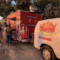a line of food trucks