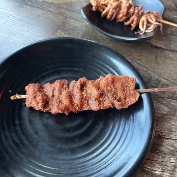 Yeon-Gil Seafood & Kababs - Kabobs (Pork Belly & Squid) - Barbeque Near Me - Frisco, Texas Yeon-Gil Seafood & Kababs - Kabobs (Pork Belly & Squid) - Barbeque Near Me - Frisco, Texas