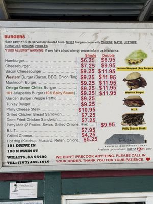 Menu photo 1 101 Drive-In Willits, CA