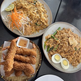 Thailicious - Crispy Golden Shrimp (8) Chicken Pad Thai Chicken Thailicious Fried Rice Egg roles  Cream cheese Wong tongs - Thai Near Me - Artesia, California