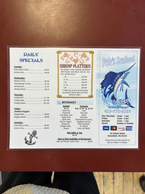 Menu photo 2 Pete's Seafood Restaurant Greenfield, MA Menu photo 2 Pete's Seafood Restaurant Greenfield, MA