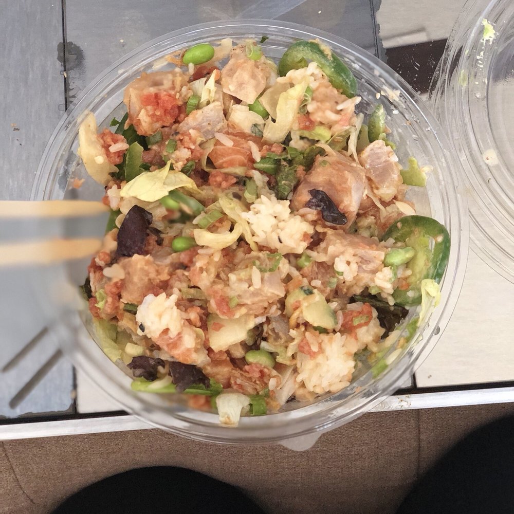 PokePort Temecula - After! Rice/salad, salmon, albacore, spicy tuna, cucumber, edamame, jalapeño, ginger, avocado, green + crispy onion, crispy garlic + SAUCES! - Poke Near Me - Temecula, California PokePort Temecula - After! Rice/salad, salmon, albacore, spicy tuna, cucumber, edamame, jalapeño, ginger, avocado, green + crispy onion, crispy garlic + SAUCES! - Poke Near Me - Temecula, California