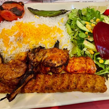 Farsi Cafe - a plate of food with rice, meat and vegetables - Persian/Iranian Near Me - Los Angeles, California