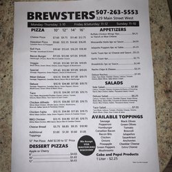 Brewster’s Pizza - Menu