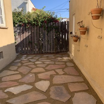 AJP Landscape - Backyard after - Sandstone leveled and DG placed in between - Tree Services Near Me - Los Angeles, California