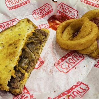 Ruby's Diner - Patty melt with Onion Rings - American Near Me - San Clemente, California
