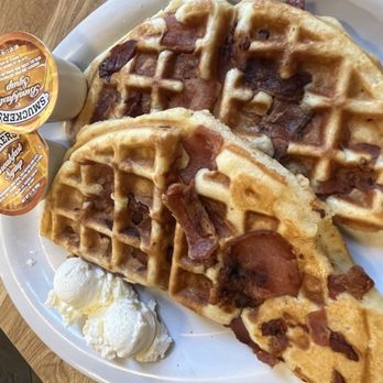 Avenue Grill - bacon waffle? YES! I shoulda taken a picture once I slathered it with butter and dowsed it with maple syrup... #DELI$H - American Near Me - Lodi, California Avenue Grill - bacon waffle? YES! I shoulda taken a picture once I slathered it with butter and dowsed it with maple syrup... #DELI$H - American Near Me - Lodi, California