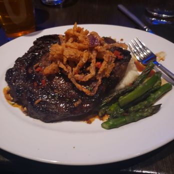 13 Prime Steak - Coffee rubbed ribeye steak with garlic mash and asparagus - Steakhouses Near Me - Clovis, California 13 Prime Steak - Coffee rubbed ribeye steak with garlic mash and asparagus - Steakhouses Near Me - Clovis, California