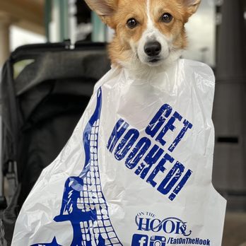 On The Hook - They gave my dog a bib!! - Cajun/Creole Near Me - Brea, California