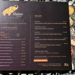 Khalan Thai - Menu front