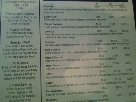 Menu photo 2 Blind Onion Pizza & Pub Vancouver, WA