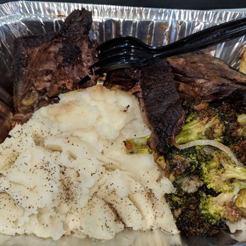 Fare Market - My meal after I cooked in it's oven pan. Nothing was dried out even the roasted broocolli kept it's moisture after the oven. - New American Near Me - Hamden, Connecticut