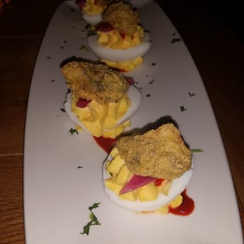Corkfire Kitchen - Deviled eggs with cornmeal fried oysters - New American Near Me - Temecula, California
