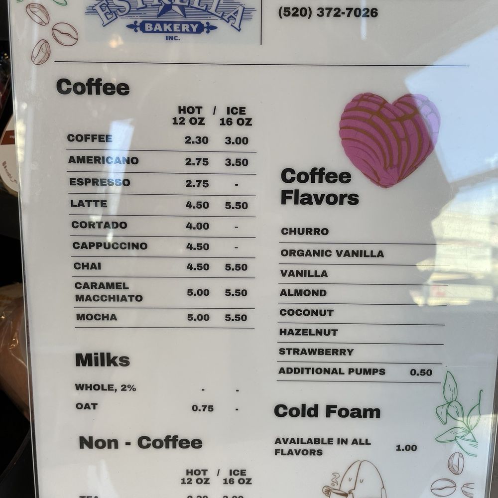 Drinks menu Drinks menu