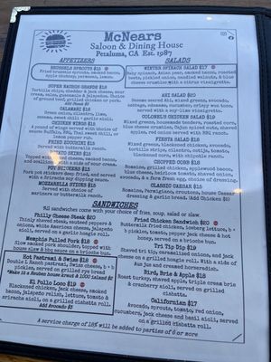 Menu photo 8 McNear's Saloon & Dining House Petaluma, CA