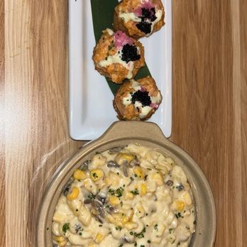 DASHI - Miso Butter Mac & Cheese plus Salmon Crispy Rice - Japanese Near Me - San Diego, California DASHI - Miso Butter Mac & Cheese plus Salmon Crispy Rice - Japanese Near Me - San Diego, California