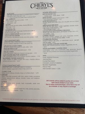 Menu photo 2 Cheryl’s on 12th Portland, OR Menu photo 2 Cheryl’s on 12th Portland, OR