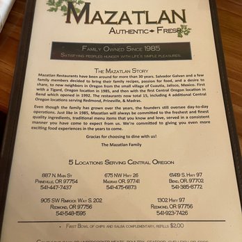 Mazatlan Mexican Restaurant - menu - Mexican Near Me - Redmond, Oregon Mazatlan Mexican Restaurant - menu - Mexican Near Me - Redmond, Oregon